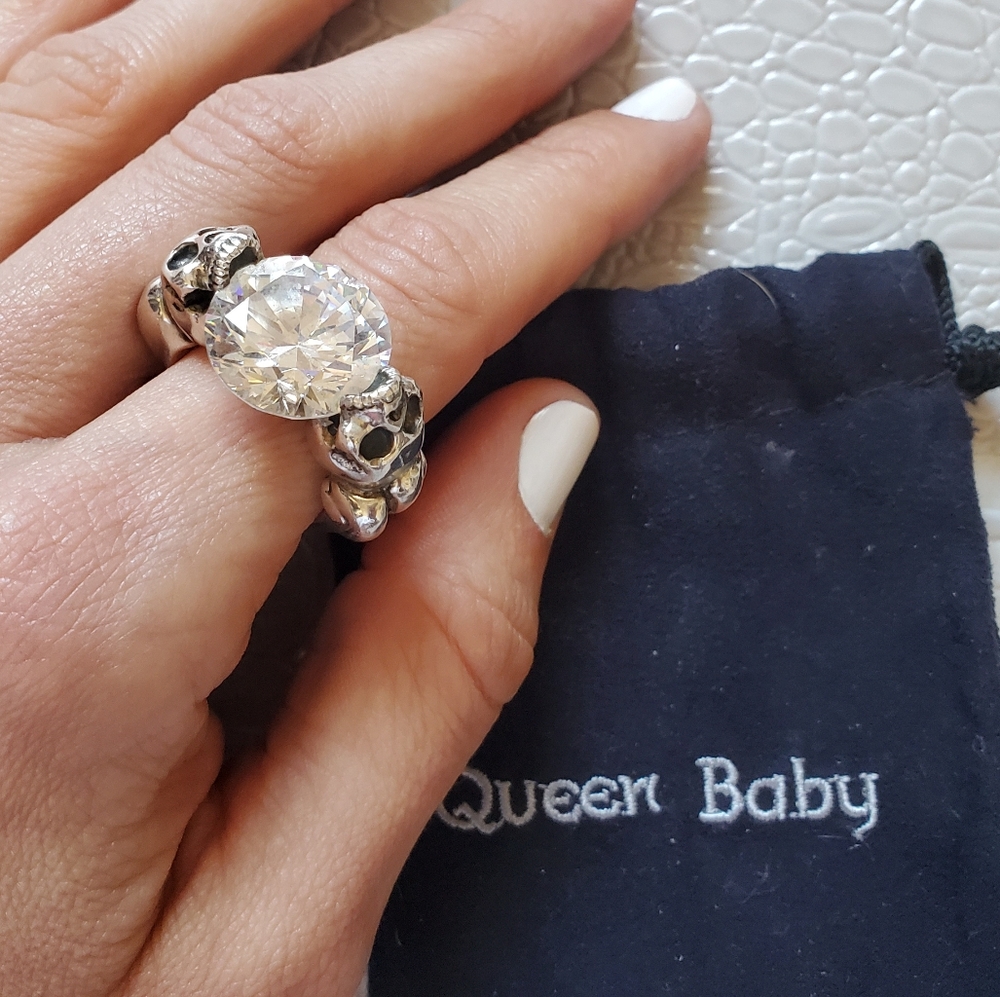KING BABY STUDIO Crystal Skull Ring *RARE*